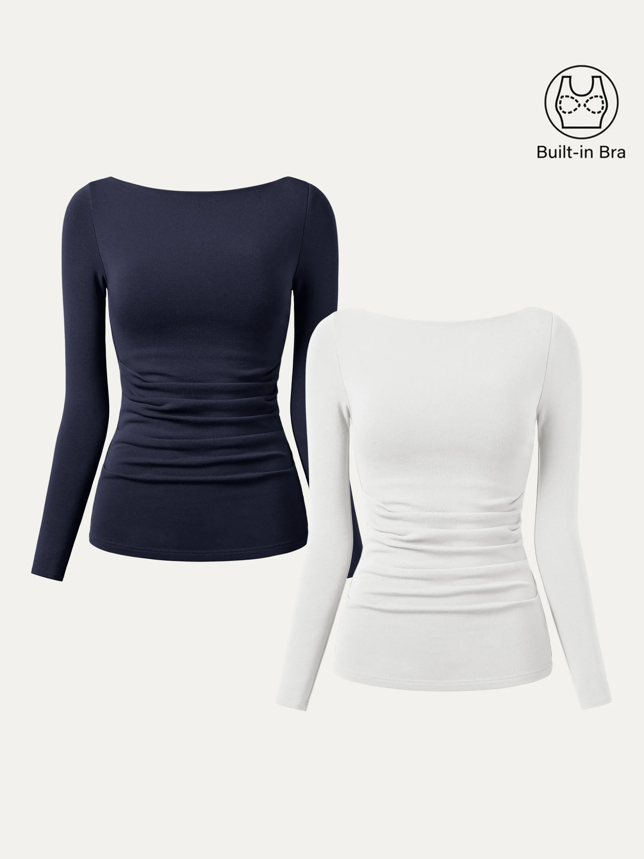 2Pcs Set Boatneck Tucks Brami Top