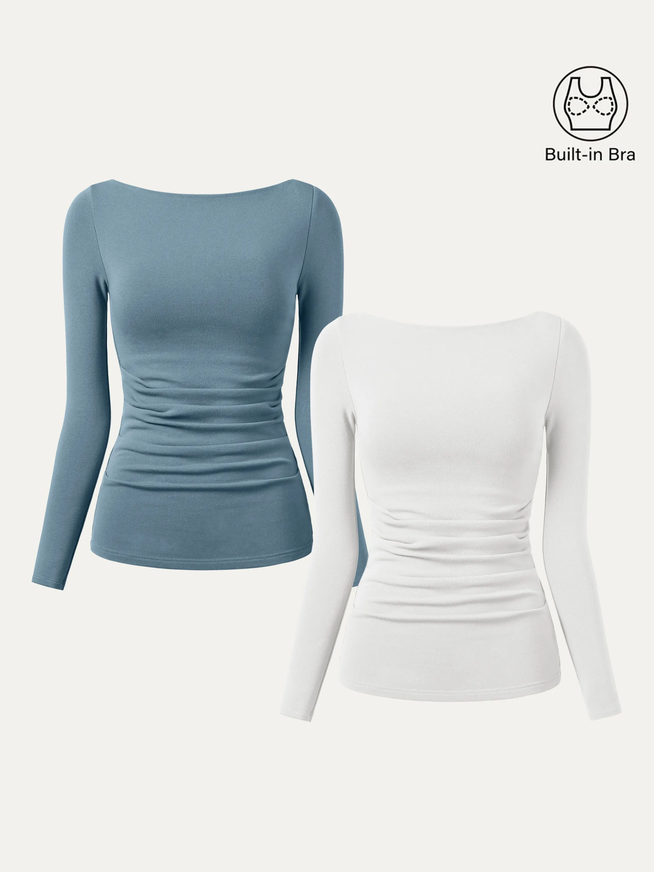 2Pcs Set Boatneck Tucks Brami Top
