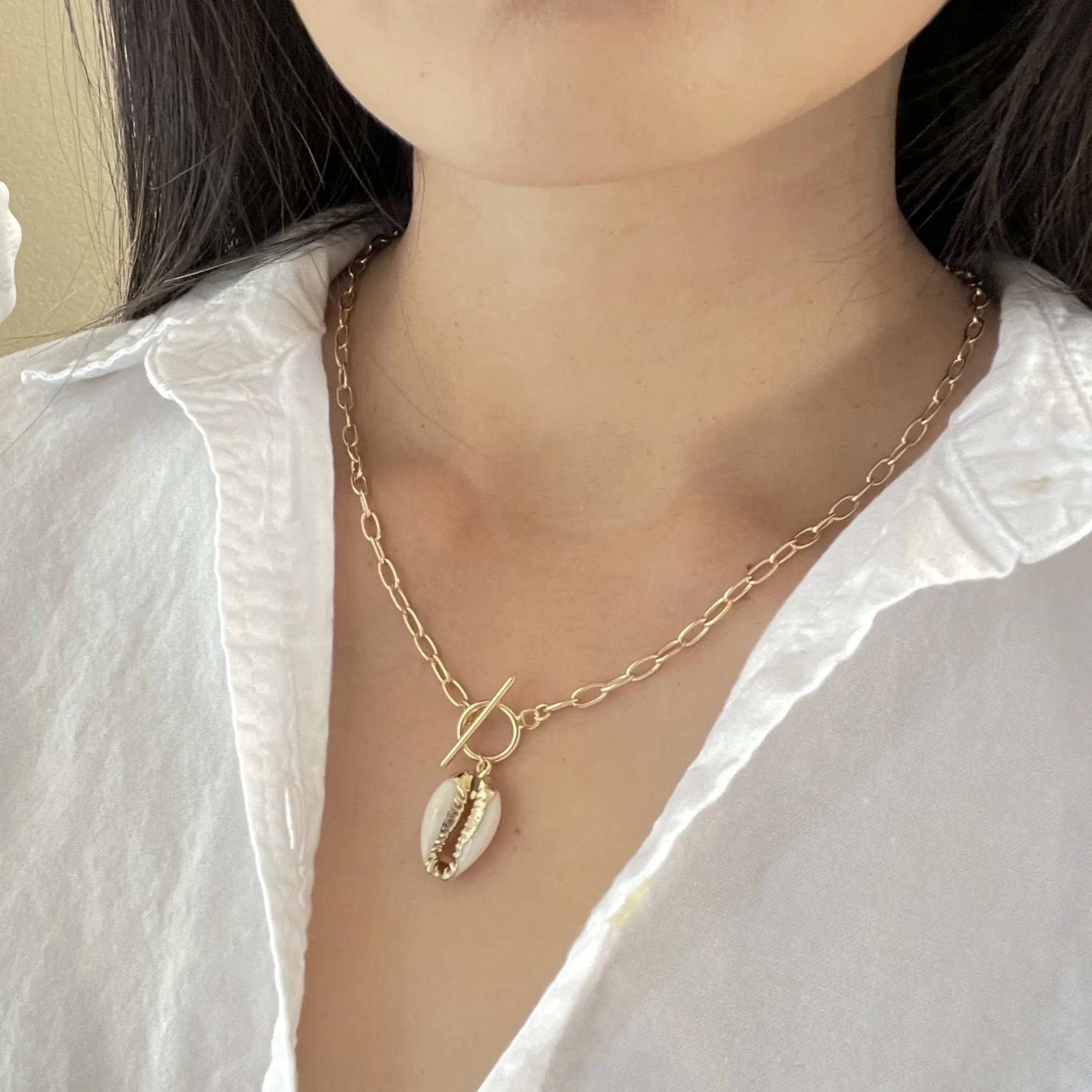 Cowrie Shell Toggle Necklace