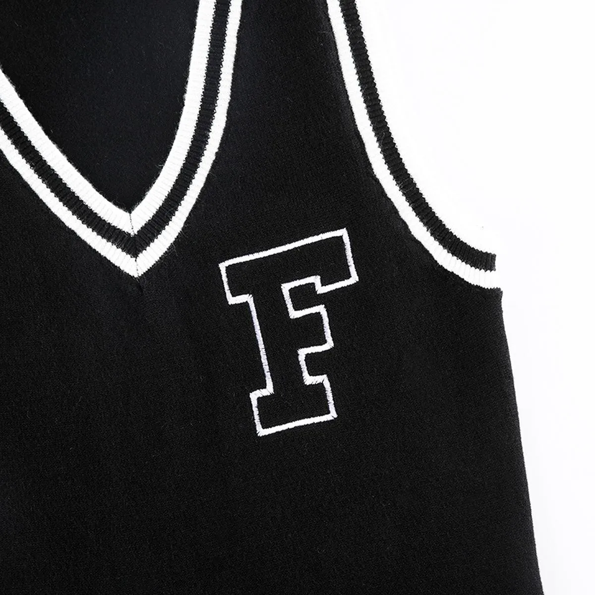 F Letter College Style Knit Dress