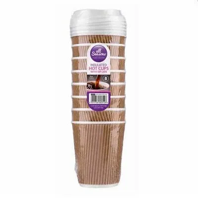 Insulated Hot Cups with Sip Lids 227ml 8 Pack