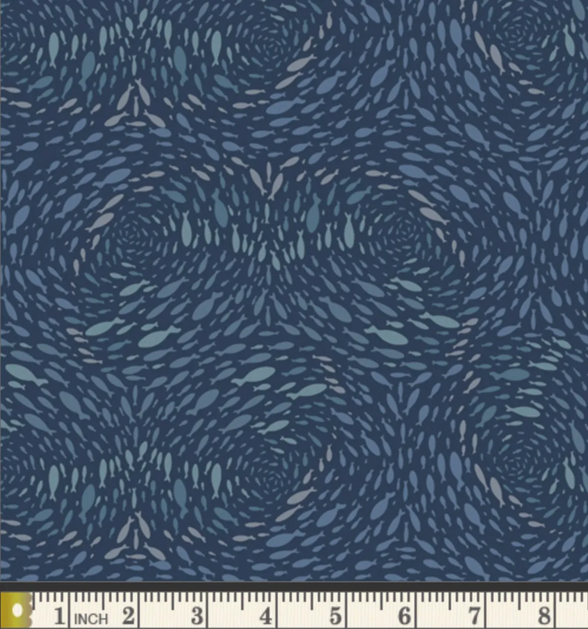 KNIT Blue Fish Fabric, Art Gallery Quilting Fabric, By the Yard, Saltwater Stream Fade, Enchanted Voyage, 4 way stretch