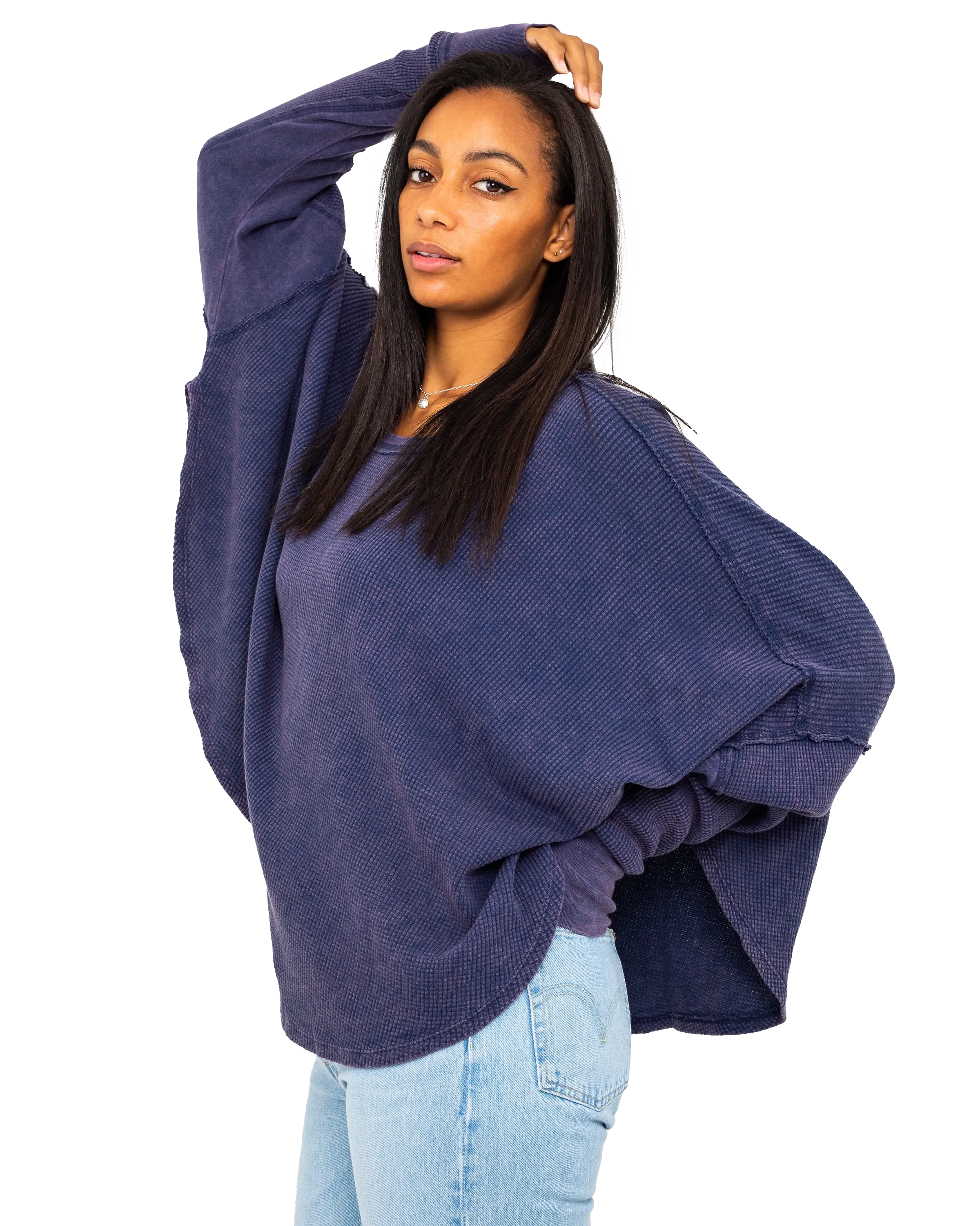 Microphone Drop Thermal Top in Navy