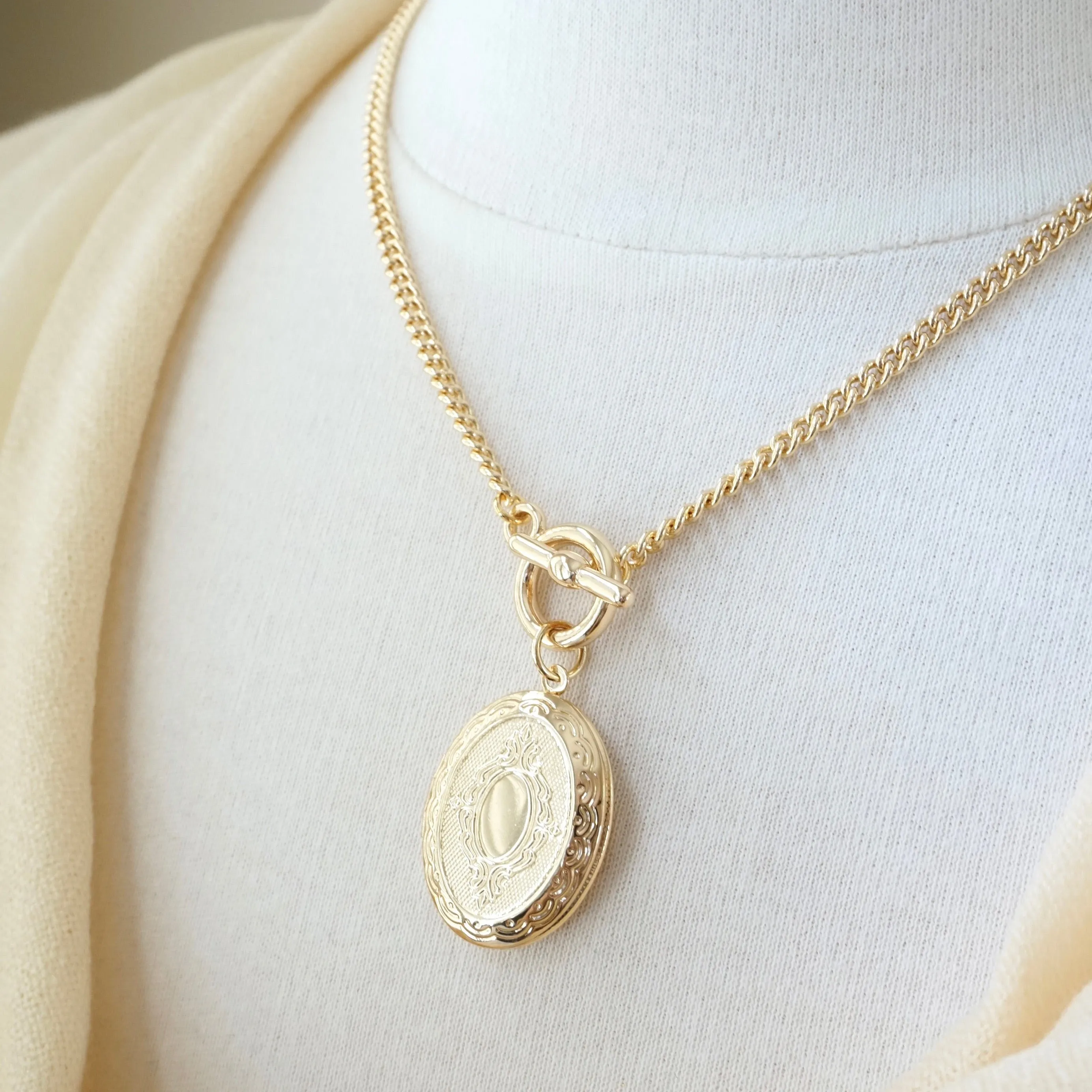 Oval Locket Toggle Necklace