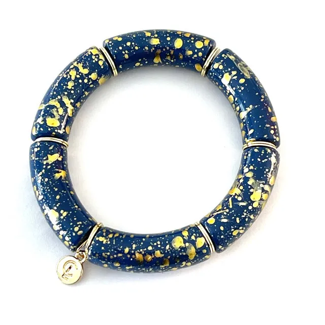 Palm Beach Bracelet Thick Navy/Gold Splatter